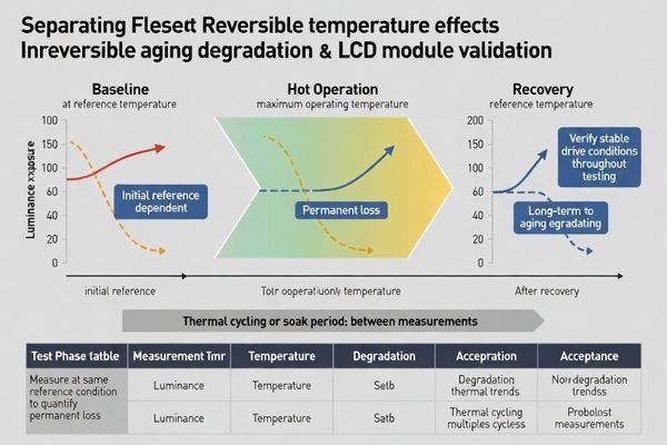 Reversible versus irreversible degradation separation methodology for wide-temp LCD module validation