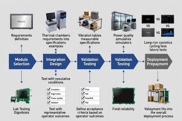 Selection and validation methodology for logistics sorting equipment displays ensuring systematic evaluation and deployment readiness