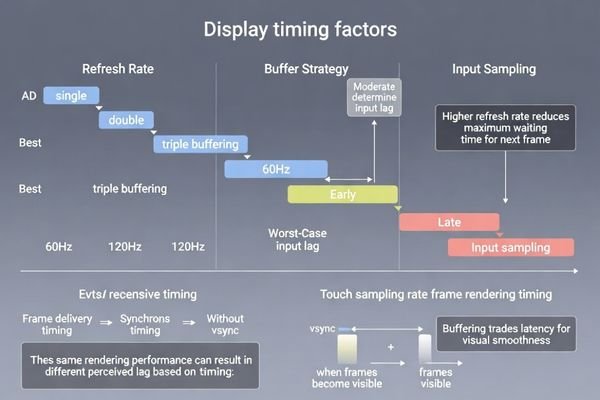 Timing optimization framework for refresh rate, buffering, and input sampling coordination in responsive displays