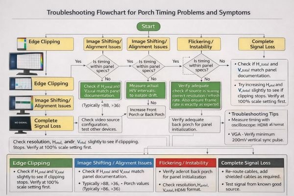 Porch-related failure modes and diagnostic approach for LCD display modules