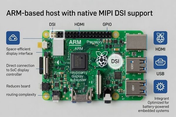 Image of a compact ARM-based single-board computer with a DSI connector highlighted