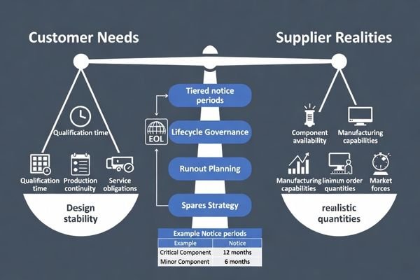 A diagram showing a balanced approach to EOL risk management
