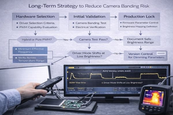 A flowchart showing a long-term strategy for managing camera banding risk