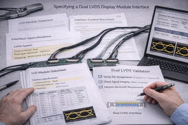 An engineer reviewing an LCD module interface control document