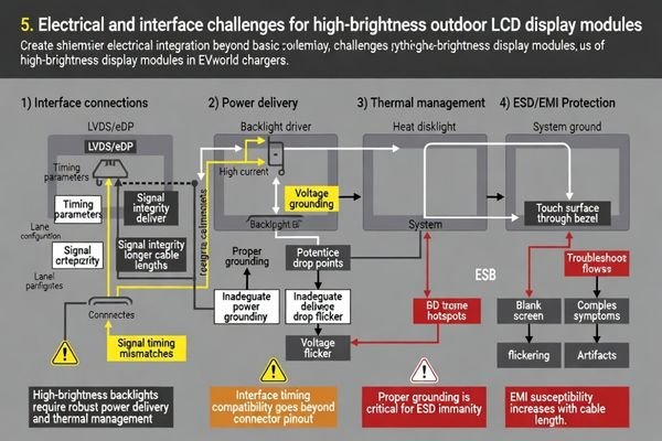 Schematic showing the electrical interface between a mainboard and a high-brightness LCD display module