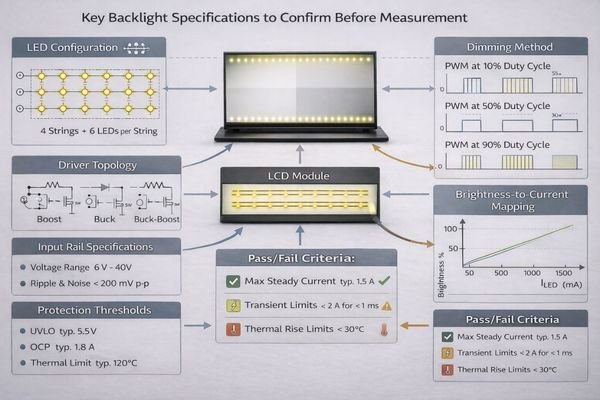 Technical diagram showing backlight specification elements and their relationships