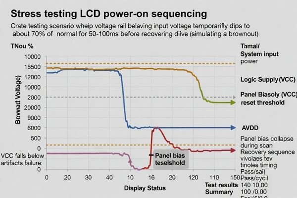 Graph showing voltage rail behavior during a brownout stress test