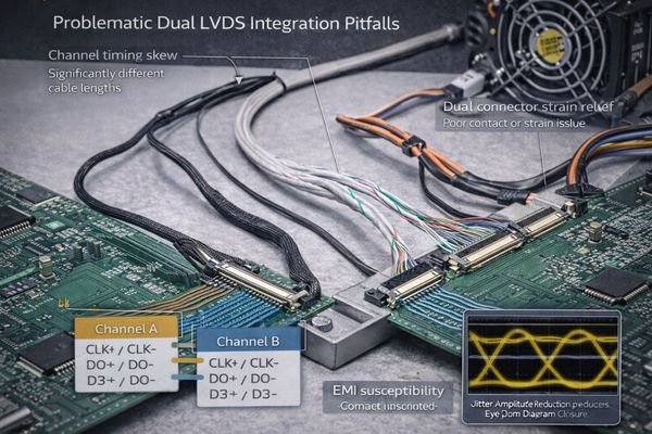Illustration of odd/even pixel splitting for a dual LVDS display