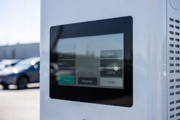 Outdoor EV charger high-brightness LCD display module readable in direct sunlight with clean cover glass