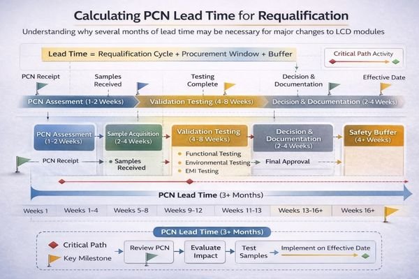 A project timeline illustrating the stages of component requalification