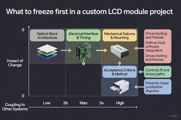 Infographic highlighting the highest-impact items to freeze in a custom LCD project