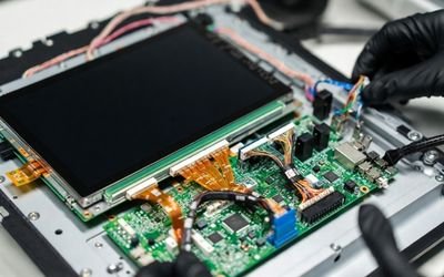 Custom LCD display with interface cables and control board integration