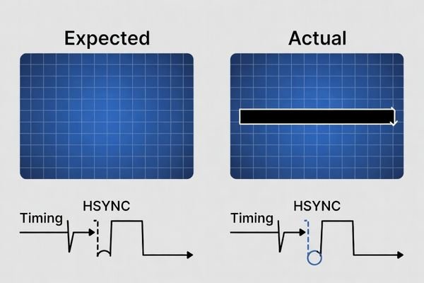 A diagram illustrating a horizontal image shift due to a timing mismatch
