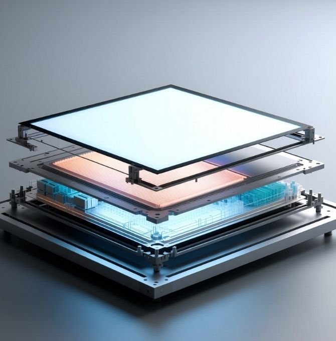 Engineering visualization of a high brightness LCD module for industrial equipment displays