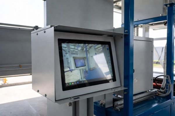 High brightness LCD display integrated into outdoor equipment for clear visibility in open-air environments