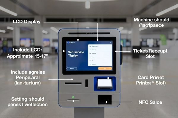 An LCD display module integrated into a modern ticketing machine