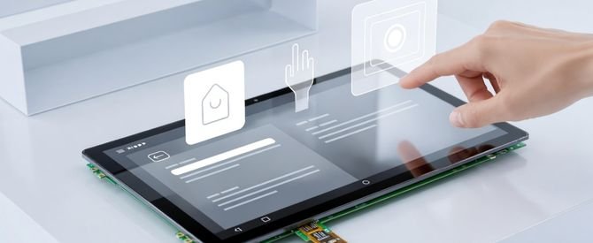 Concept illustration of an industrial LCD display module with integrated touch interface