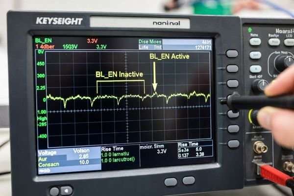 An oscilloscope showing a clean BL_EN signal being asserted high