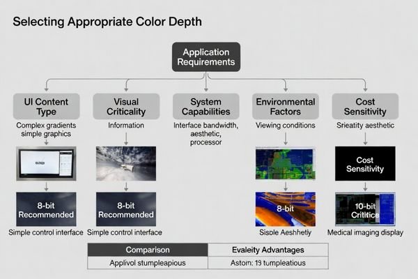 Decision tree for selecting 8-bit or 10-bit color depth in an LCD module