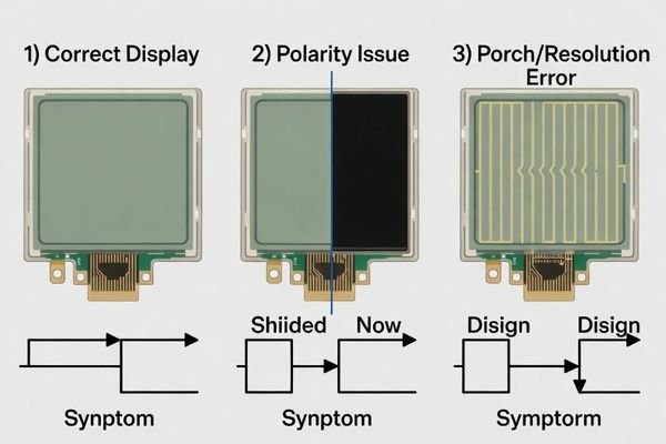 A comparison of a shifted image versus an image with incorrect porch timings