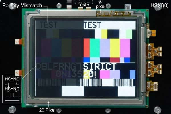 An LCD showing a stable image shift, a classic symptom of a polarity mismatch