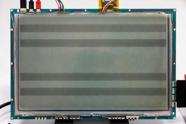 An LCD display with faint, periodic horizontal noise bars