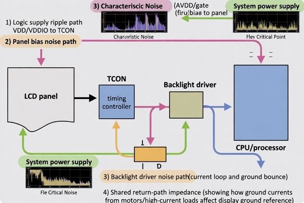 A diagram showing different power-noise coupling paths in a system