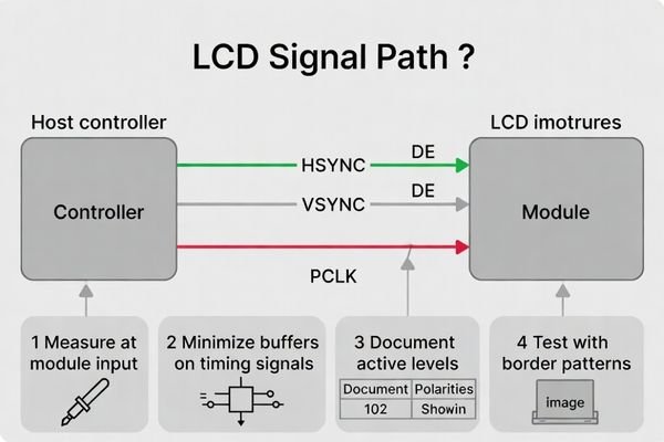 A diagram showing a clean signal path from host to LCD module to reduce risk