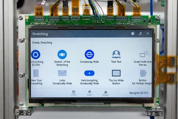 An image showing a display with a stretched image, where a circle appears as an oval