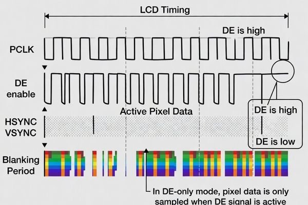 A timing diagram illustrating DE-only mode with active pixel data