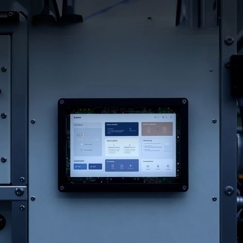 Industrial equipment with integrated wide temperature LCD module in a demanding operating environment