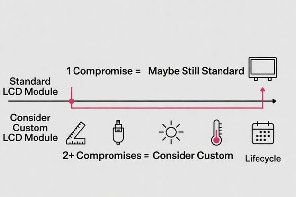 A simple graphic showing '1 Compromise = Maybe Standard' and '2+ Compromises = Consider Custom'