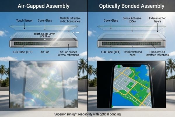 Optical impact of touch integration on LCD modules