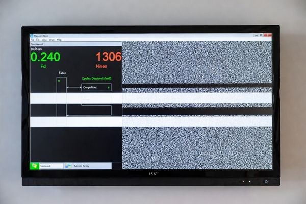 An image of an LCD screen showing momentary horizontal noise lines