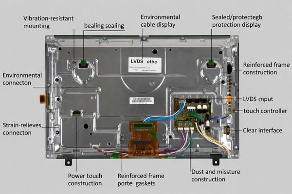 An image showing the back of an LCD module with its interface connectors and mounting points