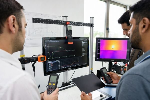 An image showing a requirements checklist for sunlight readable display selection, including brightness, lens structure, ambient light, and thermal limits