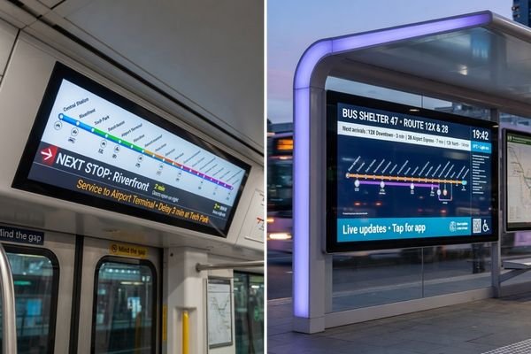 Ultra-wide LCD modules for passenger information and route display applications