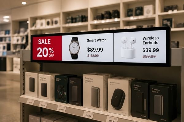 21.5-inch bar LCD module used as a retail bar display for product promotions and pricing information