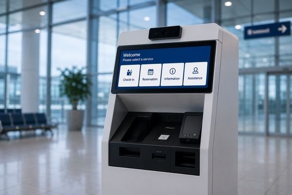 21.5-inch bar LCD module integrated into a smart terminal for check-in, reservation, information, and assistance services