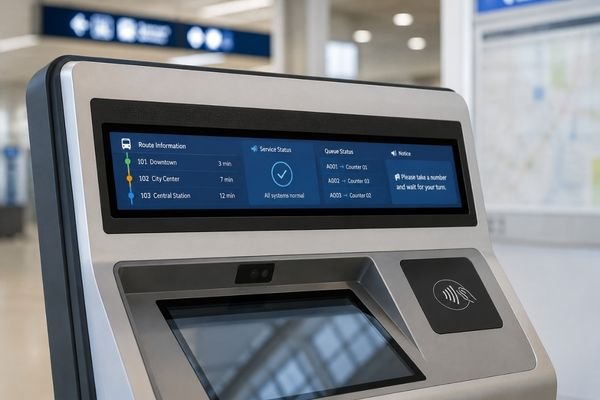21.5-inch bar LCD module integrated into a smart terminal for route information and service status display