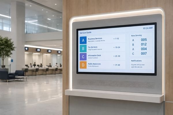 43-inch commercial display module integrated into a public service information system