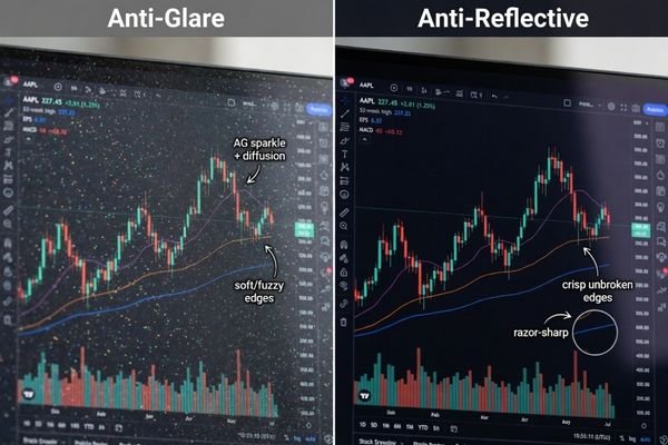 UI clarity comparison on anti-glare and anti-reflective LCD modules