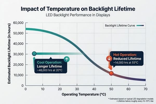 Backlight lifetime review for high brightness LCD module