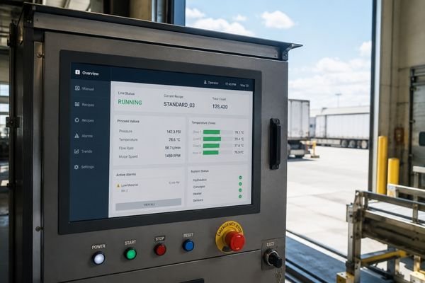 High brightness LCD module integrated into industrial equipment for clear readability in a high ambient-light environment