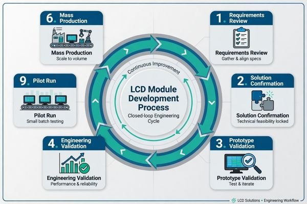 LCD module development lifecycle from prototype to mass production