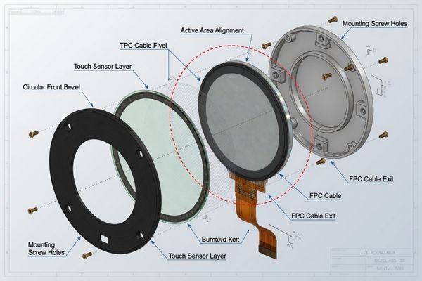 Mechanical integration of a round LCD module