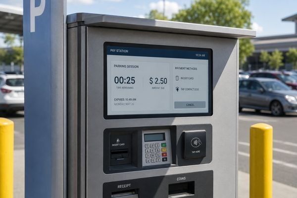 Sunlight-readable LCD module integrated into an outdoor payment terminal for clear visibility in daylight