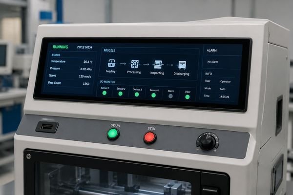 Compact embedded machine interface with an ultra-wide LCD module for industrial HMI applications